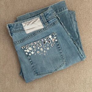 White House Black Market Light Blue Embellished Jeans (size 12)